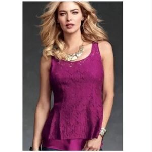 𝅺cabi Boysenberry Lace Peplum Top Size Medium